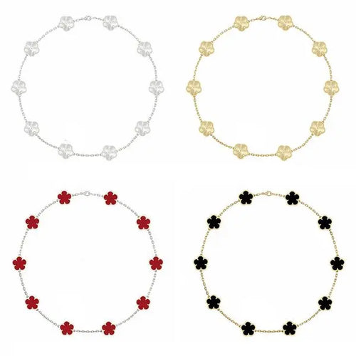 10 Motif Flower Necklaces Designer For Women Stainless Steel Plated Gold Jewelry Woman Mother Of Pearl Four Leaf Clover Necklace Daily Outfit Christmas Gift Great Shopping 4You