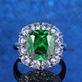 Vintage Emerald Cut Green Halo Ring for Women, 925 Sterling Silver Simulated Diamond Statement Jewelry for Party or Engagement Gift Great Shopping 4You
