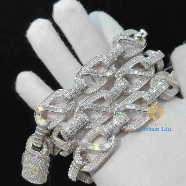 Necklace Moissanite American Custom Hip Hop Fine Jewelry Necklace Bracelet 925 Silver Iced Out Vvs Moissanite Diamond Cuban Link Chain Great Shopping 4You