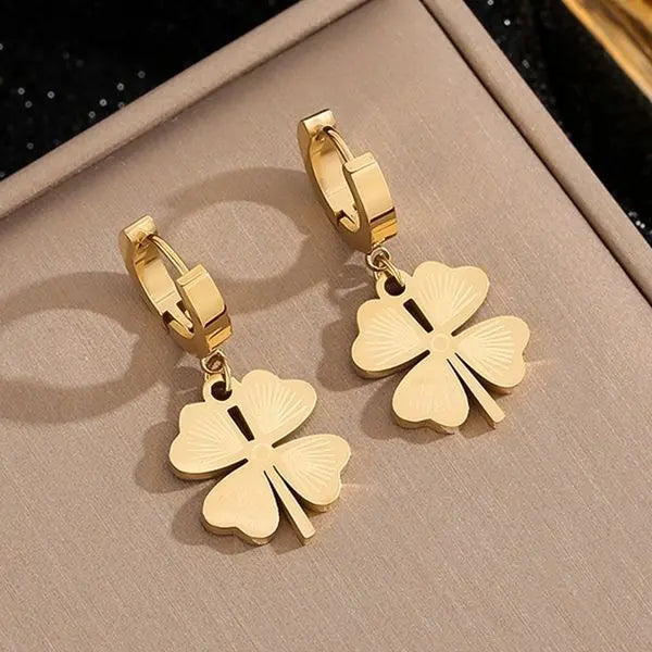 Designer Earrings Designer Earrings for Women Four Petal Flower Earring Gold Drop Earrings Luxury Jewlery Designer for Women Elegant Timeless Sparkling Gift Great Shopping 4You