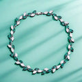 S925 sterling silver 6*12 maquise imitation emerald and red corundum leaf luxury exquisite lightweight luxury necklace love gift for mom girlfriend daughter sister Great Shopping 4You