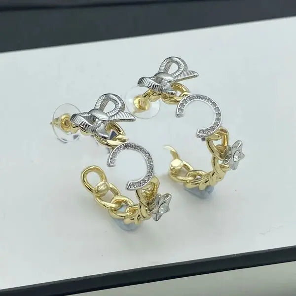 Luxury Earrings Designer Brand Stud 18K Gold Plated Letters Crystal Wedding Jewelry for Women Party Gift with Box Great Shopping 4You