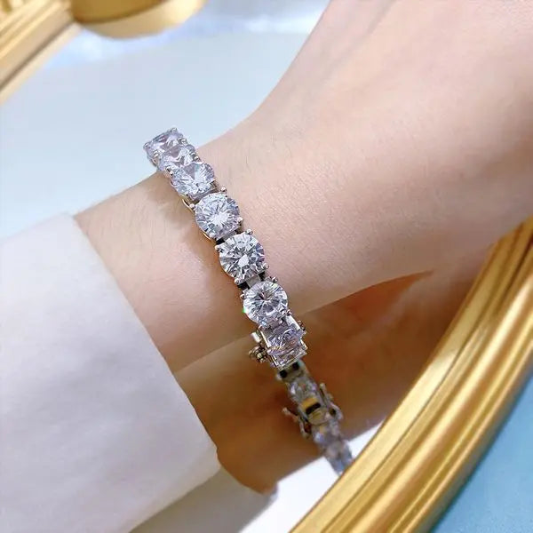 New 925 Sterling Silver High Carbon Diamond 8.0mm Luxury Bracelet for Men and Women, Perfect for Cross-Border Fashion Jewelry Great Shopping 4You