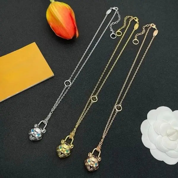 Designer Tiger Pendant Necklace for Men Women Premium 18K Gold Plated Necklace Rock Hip-Hop Chain Jewelry New Trendy Party Accessory Gift Great Shopping 4You