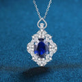 High-End 925 Sterling Silver Sapphire and Diamond Pendant Necklace for Women, Fashion Luxury Jewelry Accessory Great Shopping 4You