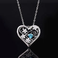 New S925 Silver Faux Aquamarine Heart-Shaped Main Stone Pendant Necklace, Hollow Design, Elegant and Fashionable, Suitable for Any Occasion Great Shopping 4You