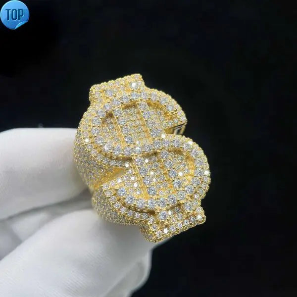 Sparkle Custom made bling Sterling silver D vvs moissanite diamonds iced out initial letter hip hop finger champion stamp ring Great Shopping 4You