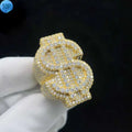 Sparkle Custom made bling Sterling silver D vvs moissanite diamonds iced out initial letter hip hop finger champion stamp ring Great Shopping 4You