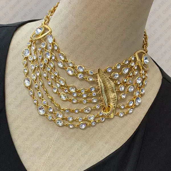 schiaparellinecklace designer necklace women Multi Layer Diamond Necklaces Eye Lip Pendant Luxury Jewlery Designer for Women Artistic Surreal Statement High Great Shopping 4You