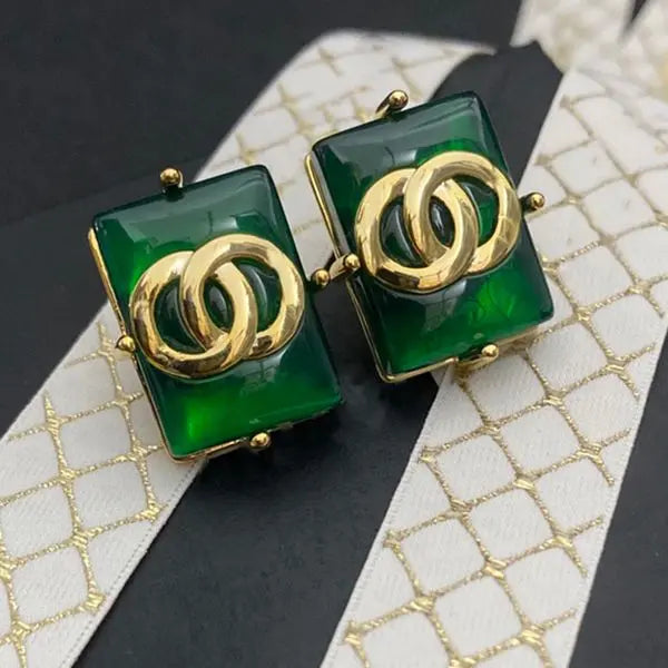 Never Fading Charm Style Rectangle Deign Ear Stud Real Gold Bra Copper Stamp Letter Earring Fahion Women Elegance Wedding Party Jewelry Great Shopping 4You