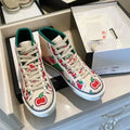 New Fashion Women's Boots Luxury Designer Embroidery Shoes High top Classic Canvas Shoes Lace up Letter Rubber Flat Candy Color Outdoor Anti slip 36-40 Great Shopping 4You