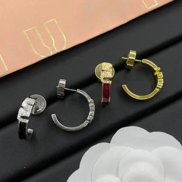 Earrings Hoops Designer High Quality Women's Simple Letter Earrings Hoop Enamel Glaze Diamond Jewelry 925 Silver Needle Earrings Holiday Gift Great Shopping 4You