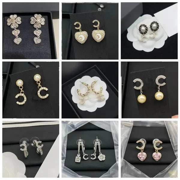 Fashion Earrings designer Ear Stud Gold Plated Copper Earrings Women Letter Crystal Pearl Womens Wedding Design Jewelry Gifts Great Shopping 4You