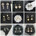 Fashion Earrings designer Ear Stud Gold Plated Copper Earrings Women Letter Crystal Pearl Womens Wedding Design Jewelry Gifts Great Shopping 4You