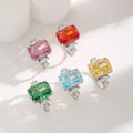 Colorful Rectangular Gemstone Ring with Five-Color Diamond Inlays, Stylish Luxury Women's Ring, Perfect for Birthdays and Anniversaries Great Shopping 4You