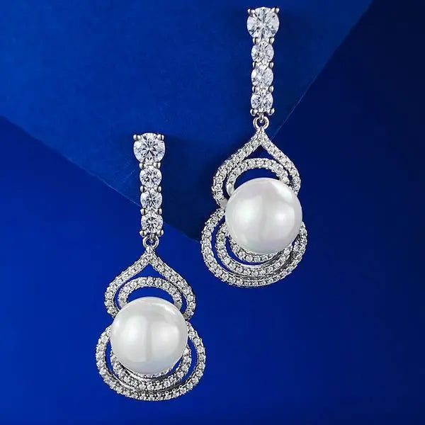 Chic Designer S925 Sterling Silver Gourd Studs Enhanced by Stunning Fake Pearl Accents Great Shopping 4You