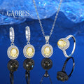 Sparkling 925 Sterling Silver Ice Flower Cut Yellow Diamond Jewelry Set with Necklace, Earrings, and Ring for Women Great Shopping 4You