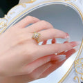 Vintage-Inspired S925 Sterling Silver Four-Leaf Clover Ring with Diamond Detailing - Elegant Two-Tone Design Great Shopping 4You