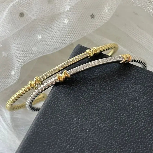 925 Silver Bracelet High Quality Designer Twisted Rope Bracelet Minimalist Punk Style Diamond Bangle Luxury Open Bracelet Multiple Styles Perfect Couple Gift Great Shopping 4You