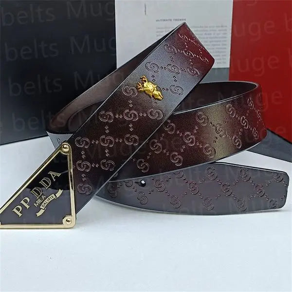 belts for men Triangle logo 100% genuine leather cowhide belt Mens designer belt womens belt fashion golden silver smooth buckle plaid unisex letters belts Great Shopping 4You
