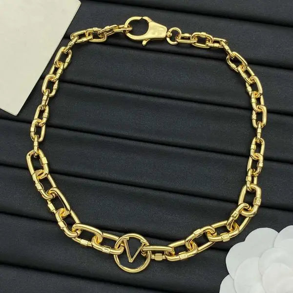 Fashion Gold Choker Necklace Luxury Bracelet Designer Chain Choker Necklace Link for Women Gift Jewelry with Box Great Shopping 4You