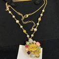 Pendant Necklaces Pear High Quality Necklace Luxury Brand Crystal Letter Double Layer Long Chains Necklaces Party Jewelry Great Shopping 4You