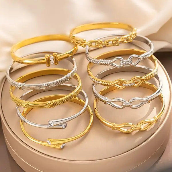 Women Luxury Bangle Open Classic Designer Bangle Gold Plated Silver Bangle Plated Charm Bracelet Wedding Jewelry Gifts Great Shopping 4You