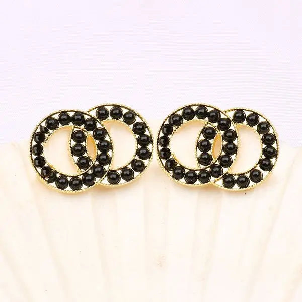Gold Sirer color Charm Designers Letters Stud Clip Eardrop Round Geometric Famous Women Crystal Rhie Metal Earring Wedding Party Jewerlry Great Shopping 4You
