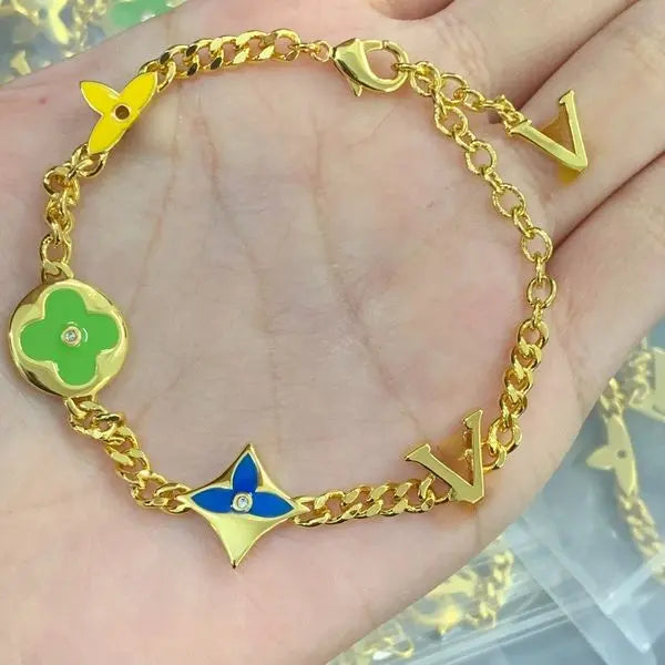 Designer Bracelet Women Gold Plated Letter Pendants Gift Wristband Cuff Chain Women Bracelet for Birthday Gift Great Shopping 4You