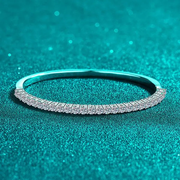 Luxurious Sterling Silver Pt950 Bangle Set With Paved Moissanites Ideal Romantic Present Great Shopping 4You