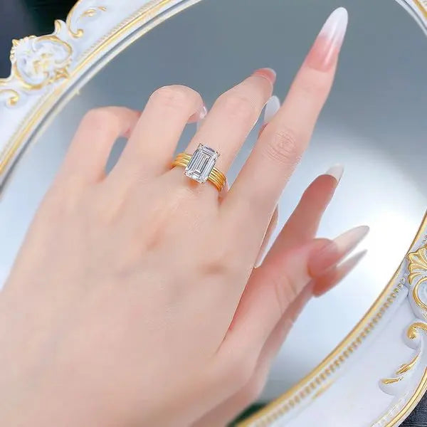 Timeless Beauty - Designer S925 Silver Gold-Plated Rectangle Gemstone Piece Ideal For Milestones Great Shopping 4You