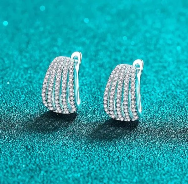 Luxury S925 Sterling Silver Moissanite Earrings with Detailed Diamond Accents Great Shopping 4You