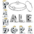 26 A-Z Alphabet Beads 925 Sterling Silver LOVE Letter Charms Fit Original Charms Bracelet Bangle CZ Zircon Beads Jewelry Great Shopping 4You