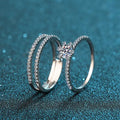 2025 New 925 Sterling Silver PT950 Gold Plated Moissanite Triple Band Ring for Women, Stackable and Versatile Design, Ideal for Weddings and Anniversaries Great Shopping 4You