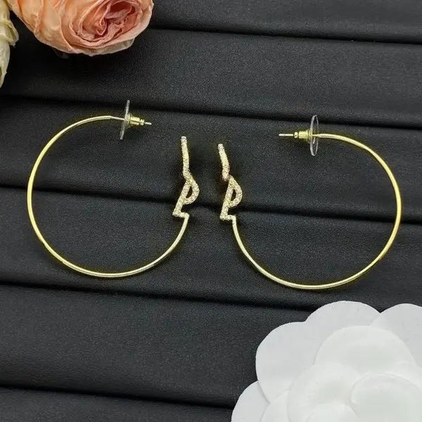 Hoop Earrings Designer Diamond Letter Hoop Earrings Women's Luxury 18k Gold and Silver Plated Earrings High-Quality Party Jewelry Gift Great Shopping 4You
