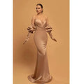 Gold Jewel Neck Pageant Party Gown Luxury Pearls Evening Dresses Formal Mermaid Sexy Prom Dress Custom Vestidos de Novia YD Great Shopping 4You