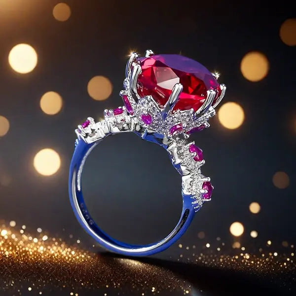 12*16 Red Rose love Ring S925 sterling Silver Deep Blood Red Handcrafted Luxurious Inlay High-Carbon Diamond Elegant Unconventional Design Fashionable Jewelry gift Great Shopping 4You