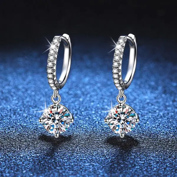 Women's Elegant Moissanite Studs: Platinum-Plated Silver Jewelry Pieces Featuring a Timeless Setting Great Shopping 4You