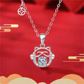 Chinese Style Necklace 925 Sterling Silver DIY Lucky Cat Moissanite Pendant Great Shopping 4You