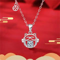 Chinese Style Necklace 925 Sterling Silver DIY Lucky Cat Moissanite Pendant Great Shopping 4You