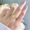 New S925 Sterling Silver 8*12 Radiant Yellow Diamond Ring, High-Carbon, Elegant Design, Perfect for Engagement or Special Occasions Great Shopping 4You