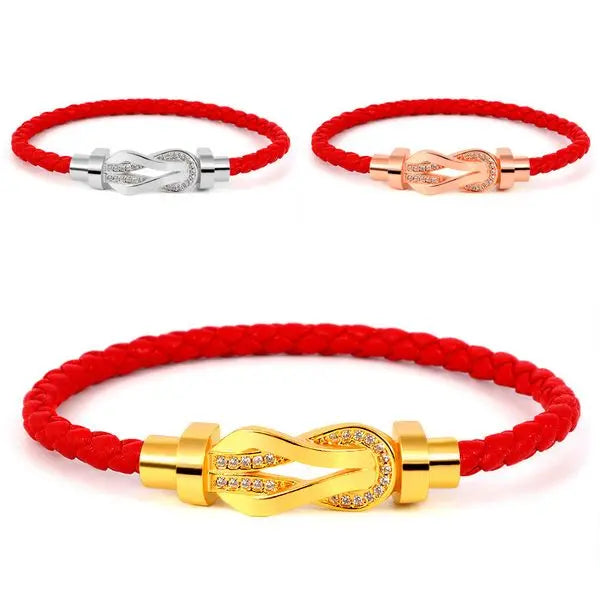 8 buckle luxury fashion bracelet for men and women red leather rope transit bracelet fashion designer bracelet with diamonds Great Shopping 4You