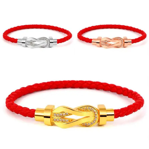 8 buckle luxury fashion bracelet for men and women red leather rope transit bracelet fashion designer bracelet with diamonds Great Shopping 4You