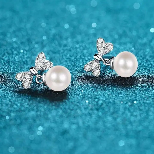 Chic Pair of Silver Hinged Hoops Complemented by Exquisite White Pearls Plus Dazzling 0.3 Carat Equivalent Simulated Gemstones Great Shopping 4You