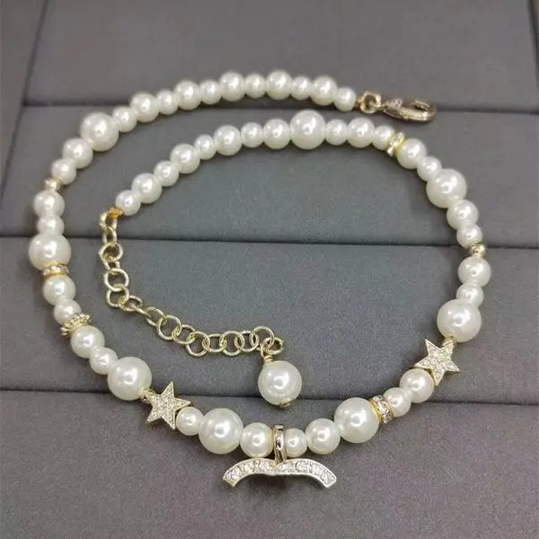 Fashion Designer Brand C Letters Pendant Necklaces Luxury Womens Golden Chain Geometric 18K Gold Plated Pearl Necklace Chain Wedding Party Jewelry Accessories Great Shopping 4You