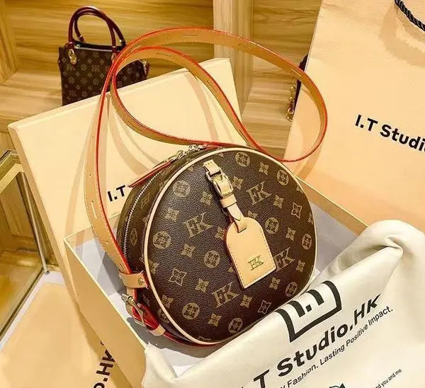 Womens luxury designer bags handbag round crossbody purse messenger bags handbags french classic old flower leather bag purses 22cm Great Shopping 4You