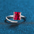 Fashionable S925 Sterling Silver Adjustable Green and Red Nano Zircon Ring for Women, Simple and Elegant Open Ring Design Great Shopping 4You