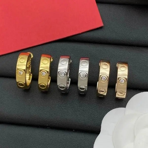 Designer Hoop Earrings Simple Stud Earrings for Women Men Classic 18k Gold Plated Earrings Moissanite Earrings High Quality Jewelry Gifts Great Shopping 4You