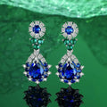 S925 Sterling Silver Pigeon Blood Red and Blue High-End Waterdrop Pear-Shaped Earrings, Luxury Handmade Earrings for Parties Great Shopping 4You