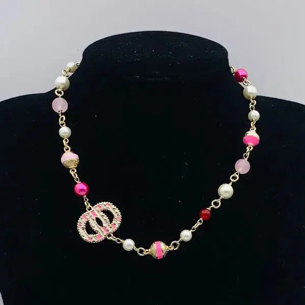 New Styles Crystal Pendants Necklaces High Quality Gold Plated Copper Stamp Letter Choker Pendant Necklace Pearl Chain Classic Jewelry Accessories Great Shopping 4You